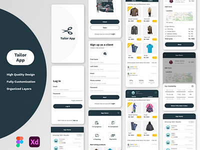 Tailor App app for tailor app ui design complete app figma design mobile app new ui design online tailor tailor app tailor clothes tailor shop uiux design