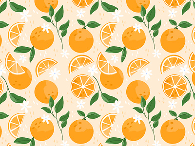 Oranges! bundle collection flowers fruit illustration juicy leaves orange oranges pattern procreate repeatable surface tropical