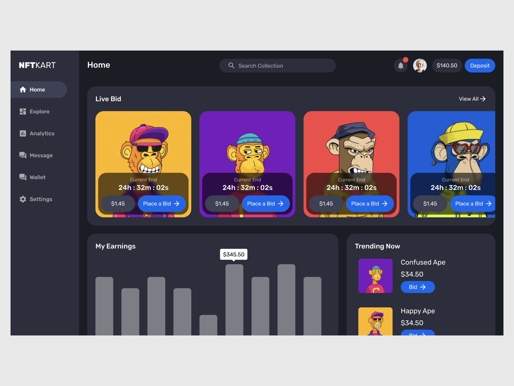 NFT Marketplace app design typography ui ux