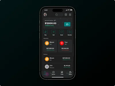 Paycrypt Mobile Homepage app crypto dark mode figma mobile ui ux web3