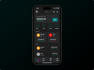 Paycrypt Mobile Homepage app crypto dark mode figma mobile ui ux web3