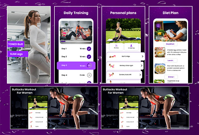 Buttocks Workout App Design... ui ux design