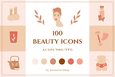 Beauty & Spa Color Icon Set beauty beauty spa beauty spa icons clipart cosmetic hair icons illustration massage relax spa therapy woman