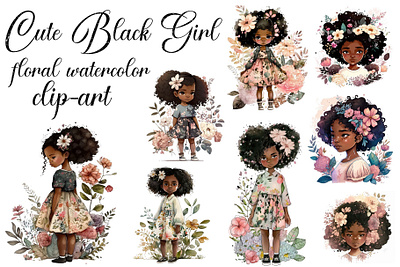 Black Girl clipart african afro girl afro hair black girl black woman watercolor illustrations