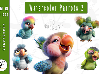 Watercolor Parrots 2 cute parrot funny animals funny clipart funny parrot funny parrots illustration parrot clipart parrot illustration parrot png sublimation t shirt design watercolor parrot