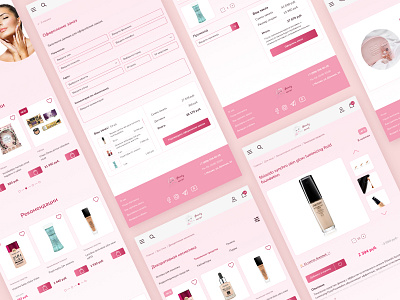 Cosmetics online store | Tablet version adaptive basket catalog cosmetics cosmetics store design designer figma main page online store photoshop pink product page tablet ui ux uxui uxui design uxui designer web drsigner