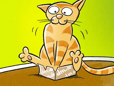 Can I get in there? cartoon cat character design comic hand drawn illustration