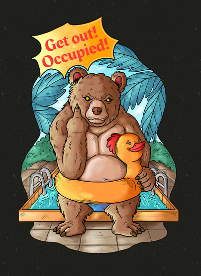 Bear Grumpy animal artwork availableforwork bear cute drawing freelancer grizzly illustration tshirt design