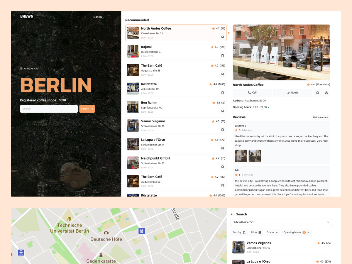 Coffee Map Website branding design ui ux