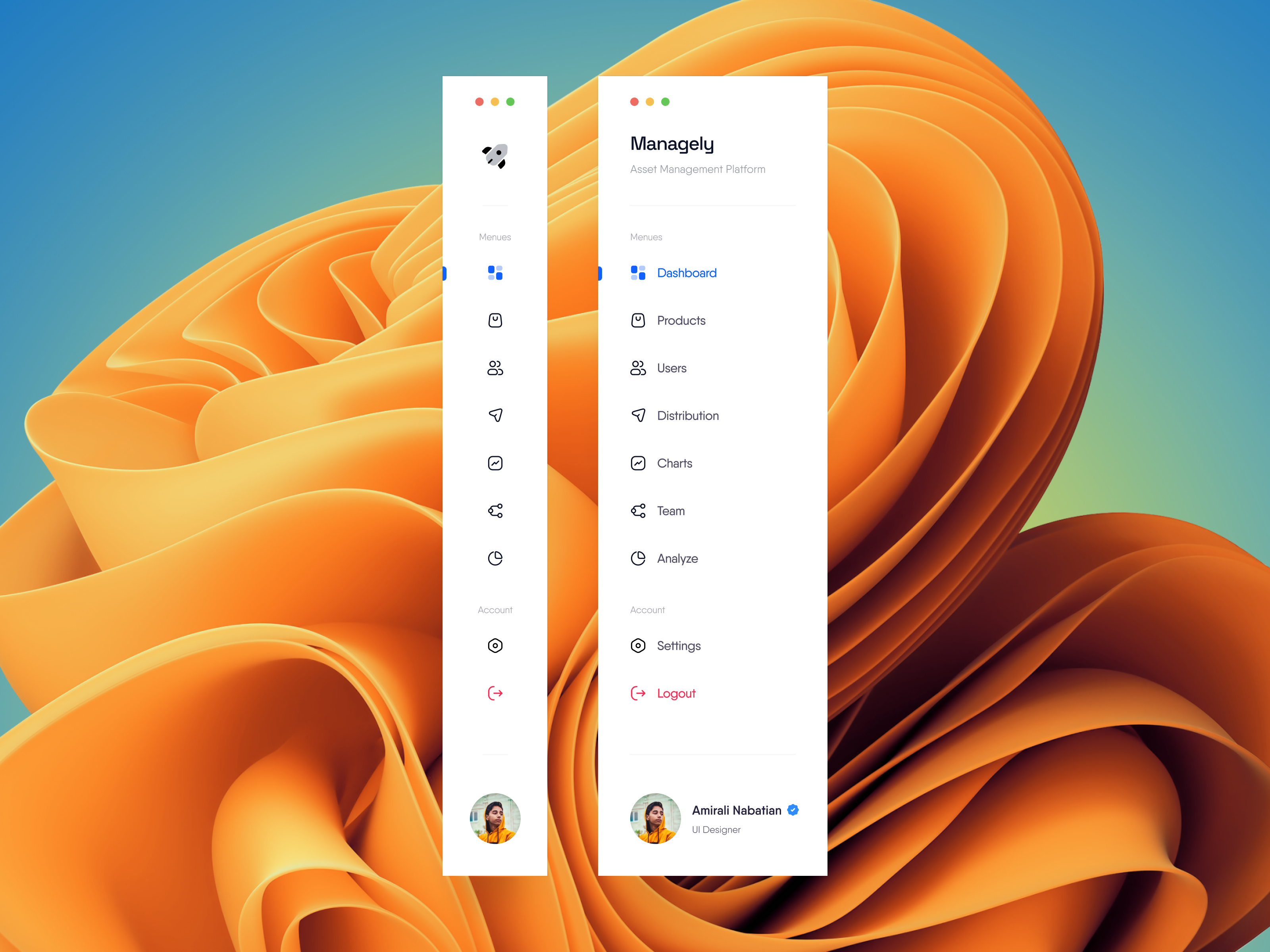 Managely - Sidebar Navigation 🔥 business clean dashboard design light mode mac os management platform minimal navigation real sidebar team trend ui user interface ux web windows