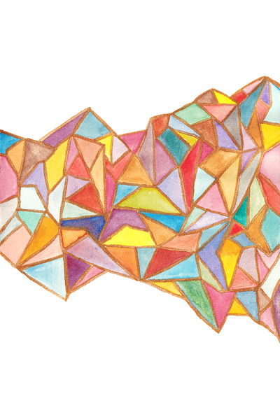 Abstract triangle shapes - watercolor and golden glitters creative design geometric graphic design illustration paper pattern