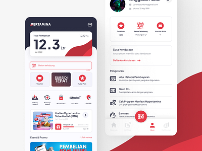 Fuel App (myPertamina Redesign) app branding fuel graphic design management mobile red tracking ui