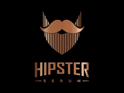 HIPSTER SERUM LOGO design golden logo graphic design hipster logo illustration logo logo design