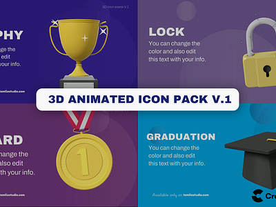 3D Animated Icon Template (.CS PRO) 3d animated icons animation branding createstudio pro cspro icon templates motion graphics template templates video video template