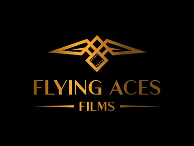 Flying Aces Films Logo. design film logo flying logo golden logo graphic design logo design reel logo