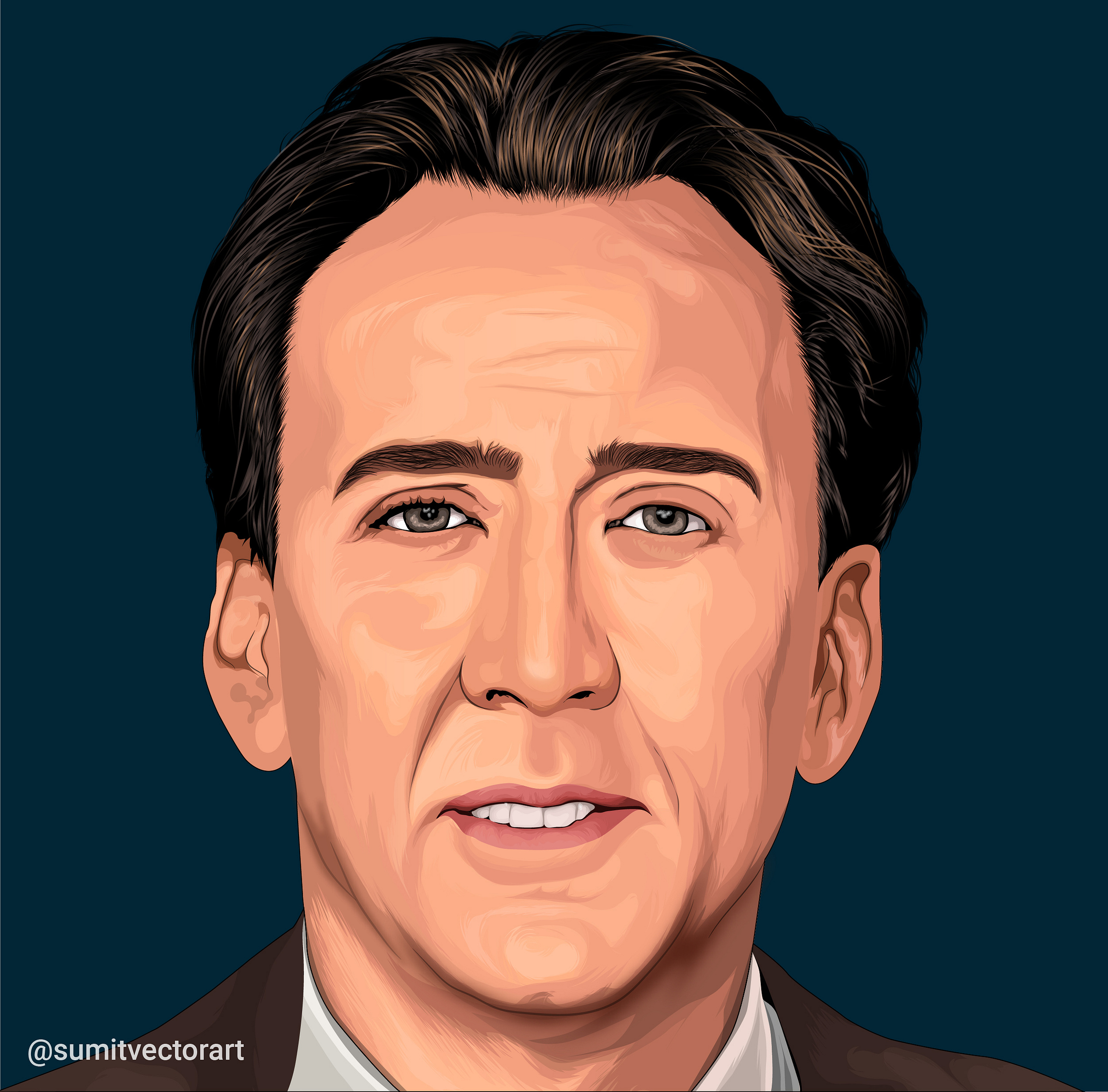 Nicolas Cage Vector Portrait Illustration by Sagor Karmoker ( sumit ...