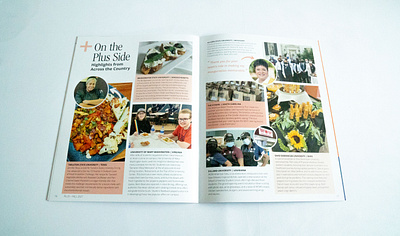 PLUS Magazine - Sodexo Campus branding college food layout print spread