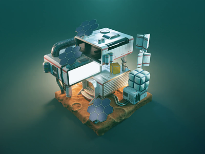 Space Colony Tutorial 3d blender diorama illustration isometric lowpoly process render scifi space tutorial
