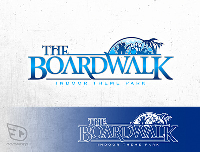 Logo concepts boardwalk chipdavid design dogwings games go carts illustration laser tag logo theme park vector