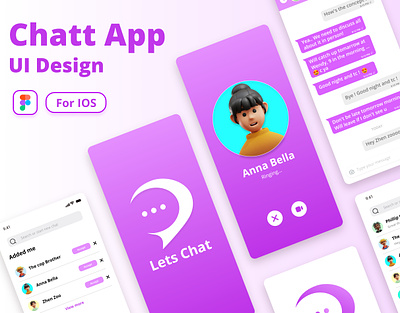 Chat App UI design. branding chat design graphic design illustration music app typography ui uiux ux