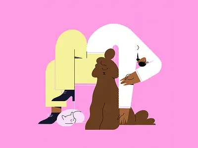 Drama Queen cat character dog doggo drama dramaqueen dramatic fladesign flatcolors home illustration pets woman
