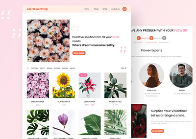 Flower shop website design flowerdesign graphic design ui uiux ux vector