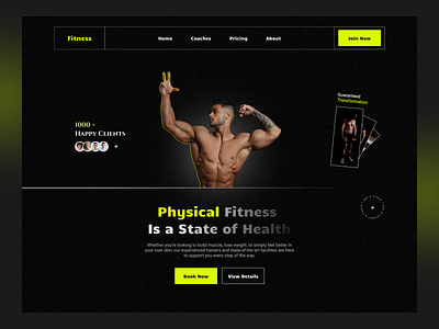 Fitness Web Site Design: Landing Page / Home Page UI blockchain cardio crossfit design fitness gym health healthy landing page minimal muscle personal trainer popular web web3 website workout yoga