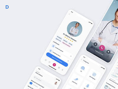 Application to Call a Doctor Online medicine minimal mobile design typographic ui ux