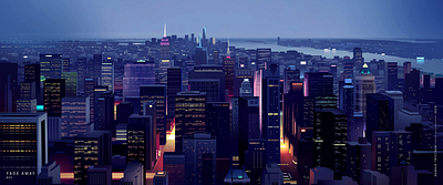 Manhatan 🇺🇸 architecture buildings city cityscape culture futur illustration light manhatan neon newyork skyline skyscraper trystram usa
