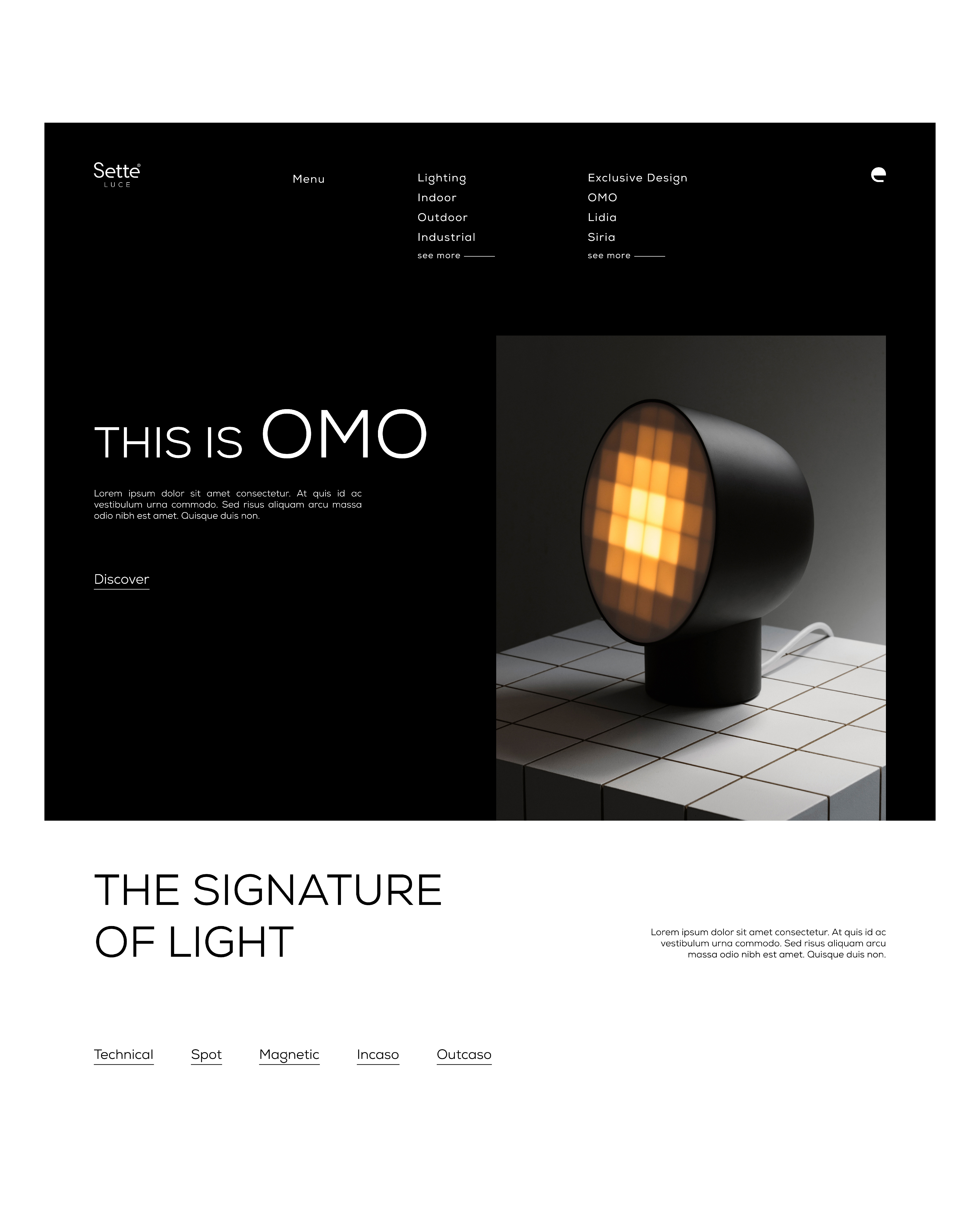 Sette LUCE UI/UX 3d animation branding company website graphic design light logo logo design motion graphics tech technical website ui ux web web design web development website