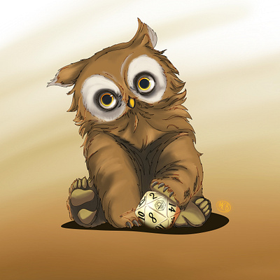 Owlbear Cub with D20: Roll for Cuteness! critical role critical role fanart critters design digital art digital drawing fantasy illustration