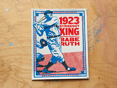 Strikeout King graphic design handmade illustration linoblock print print making relief printing