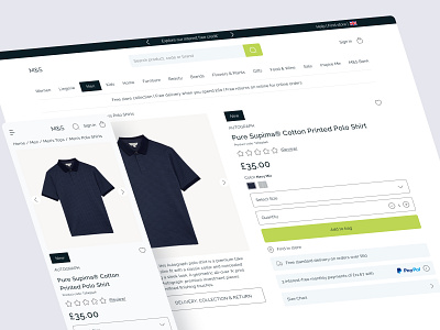 Redesigned M&S Website Product Details Page cart clean clothing ecommerce website ecommerce website design minimal website ms website design online shop online store product details reponsive design shopping store ui design uiux uiux design web design