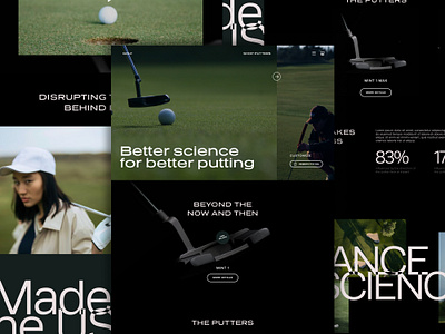 Golf putter product site branding golf identity layout minimal typography ui web