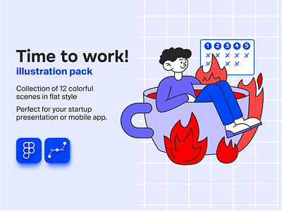 "Time to work!" illustration pack. adobe illustrator character character design graphic design illustration ui vector