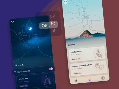 Meditation Mobile app app app design application application ui calm design meditation mobile ui uiux ux
