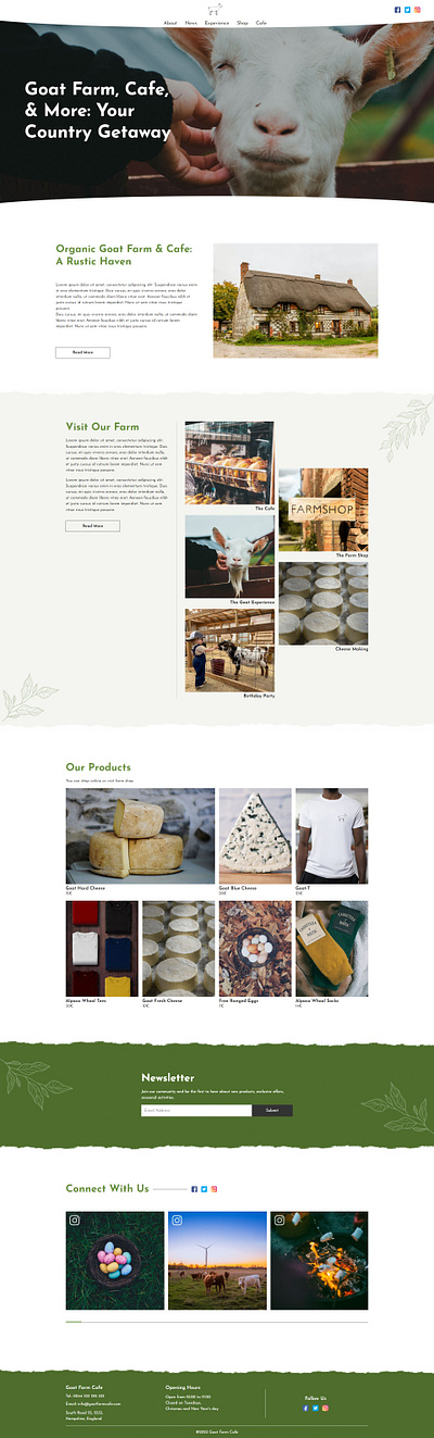 Organic Goat Farm and Cafe Website design graphic design ui ux web