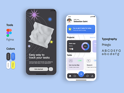 Task and Project Management Mobile App aesthetic ai app app ui figma figma ui management mobile mobile ui task task app typography ui ux