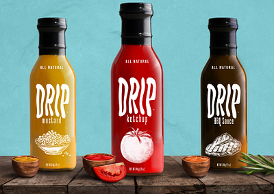 DRIP Condiments app brand identity branding condiment creative design flat graphic design hipster innovative instagram logo merchandise minimal mockup modern simple social media design typography web