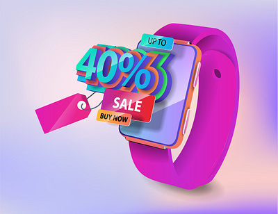 Smart watches and three-dimensional letters 40% discount and red layout