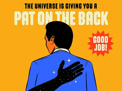 *Pat on the back* design illustration motivation retro vector vintage