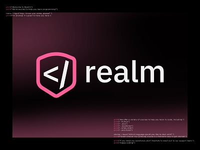 Realm / Logo Design brand identity branding classes code courses creative css cyber education graphic design html icon identity java logo logotype mark python simple symbol