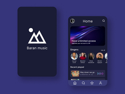 Baran Music App graphic design logo music app ui