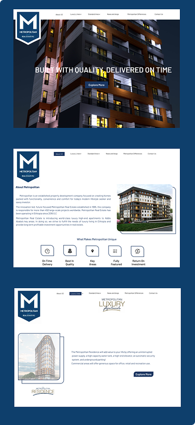 Re-design of metropolitan RealEstate PLC. design graphic design ui