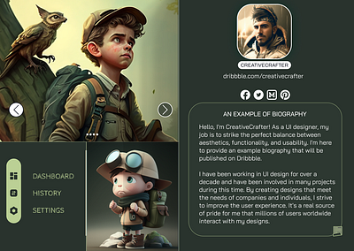 Khaki Biography UI Design bioggraphy design khaki simple and user friendly ui design ux design