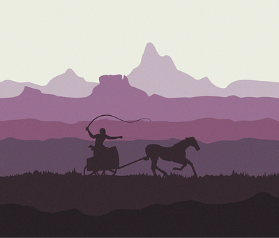 Chariot, a man and a horse 2d illustration illustrator