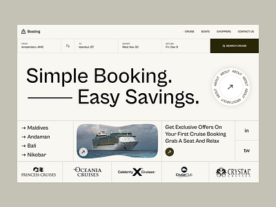Cruise booking app design minimal minimalist ui