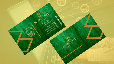 Green and Gold Elegant Company Business Card branding design graphic design illustration typography