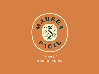 Madera Facil Logo badge brand design branding design graphic design green icon illustration lettering logo logo design nail orange vector vintage wood woodworking