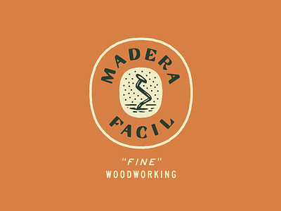 Madera Facil Logo badge brand design branding design graphic design green icon illustration lettering logo logo design nail orange vector vintage wood woodworking